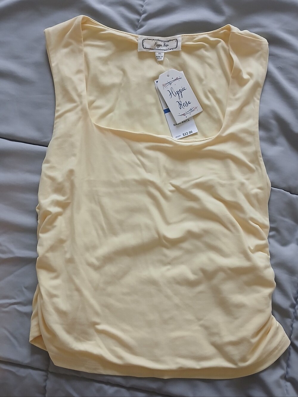 Hippie Rose Light Yellow Scoop Neck Tank Top